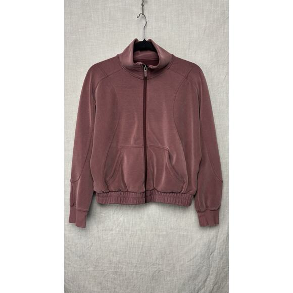 Lululemon Brushed Softstreme Funnel-Neck Zip Up Red Merlot Women Size 8 - Picture 1 of 8